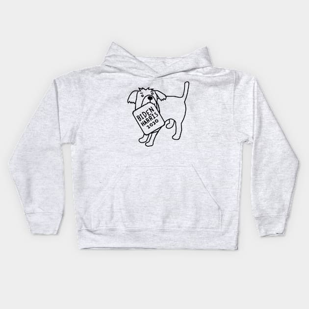 Cute Dog with Biden Harris Sign Outline Kids Hoodie by ellenhenryart